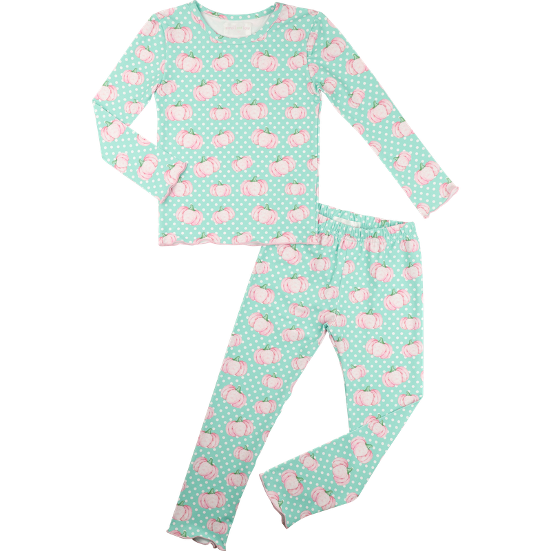 Pink And Green Knit Pumpkin Pajamas