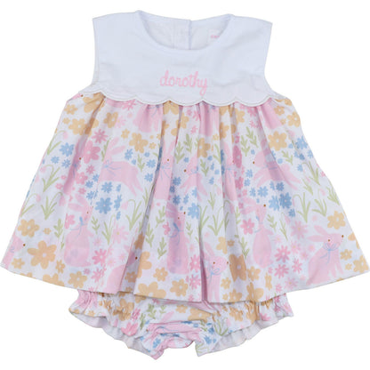 Pastel Floral Bunny Diaper Set