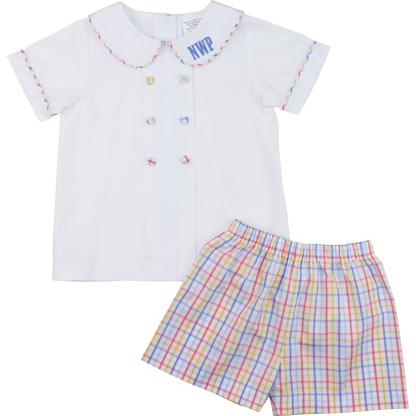 Multicolored Windowpane Short Set