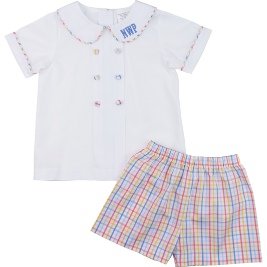 Multicolored Windowpane Short Set