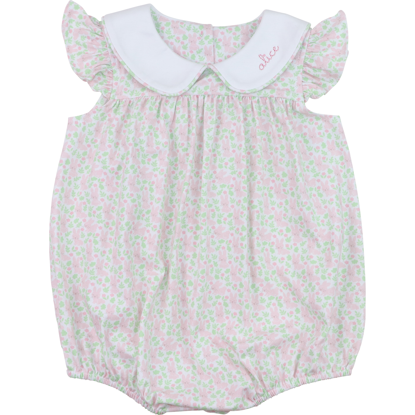 Pink And Green Bunny Print Knit Bubble