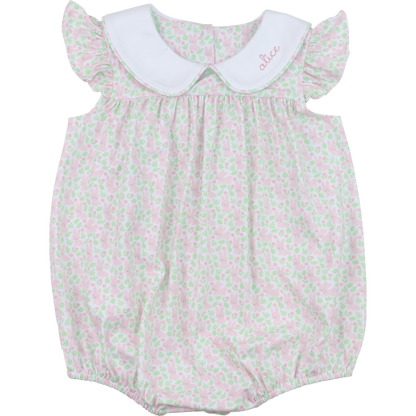 Pink And Green Bunny Print Knit Bubble