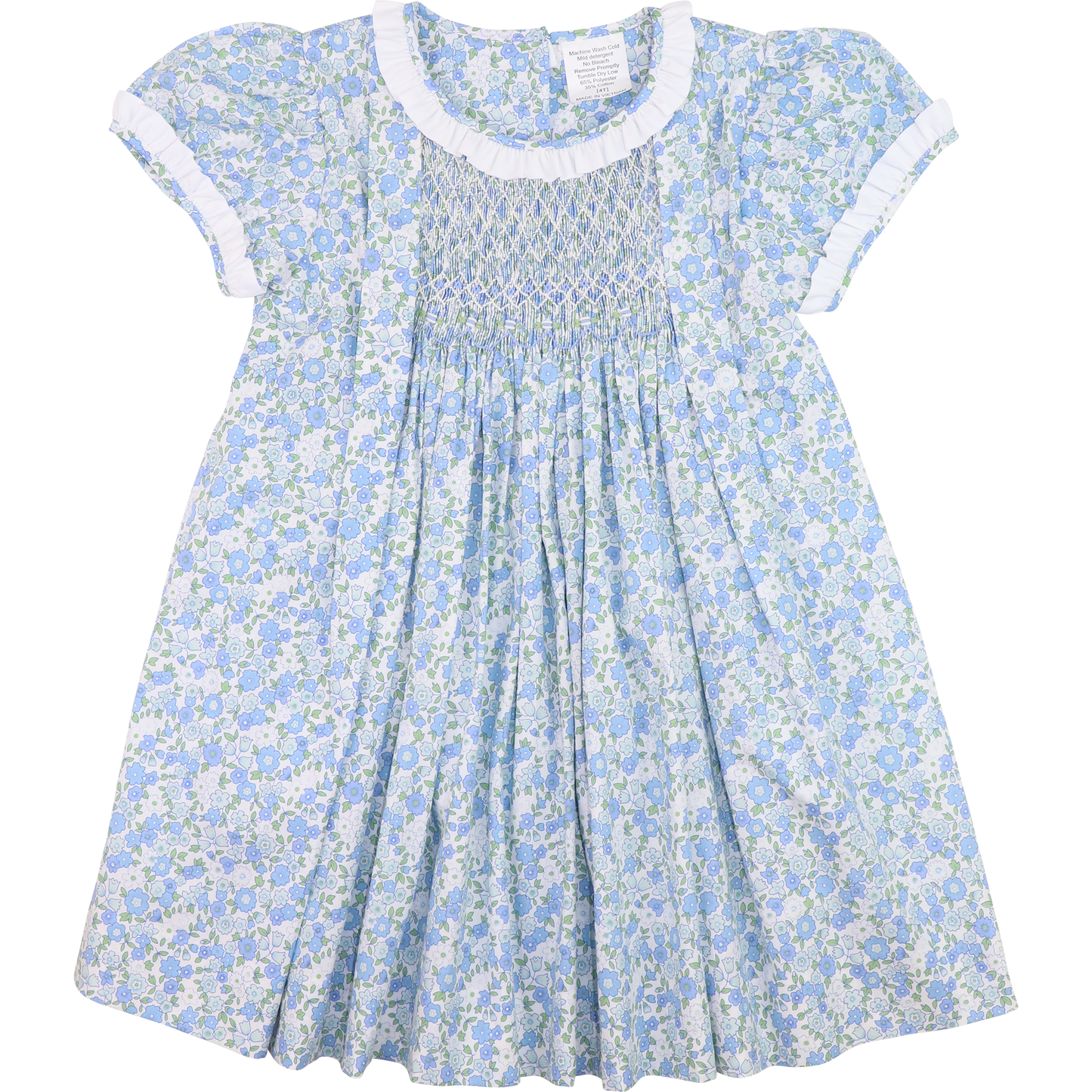 Blue Floral Smocked Dress