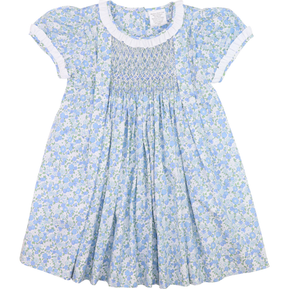 Blue Floral Smocked Dress