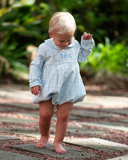 Blue Plaid Corduroy Bubble