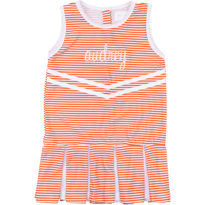 Orange Striped Lycra Tennis/Cheer Dress