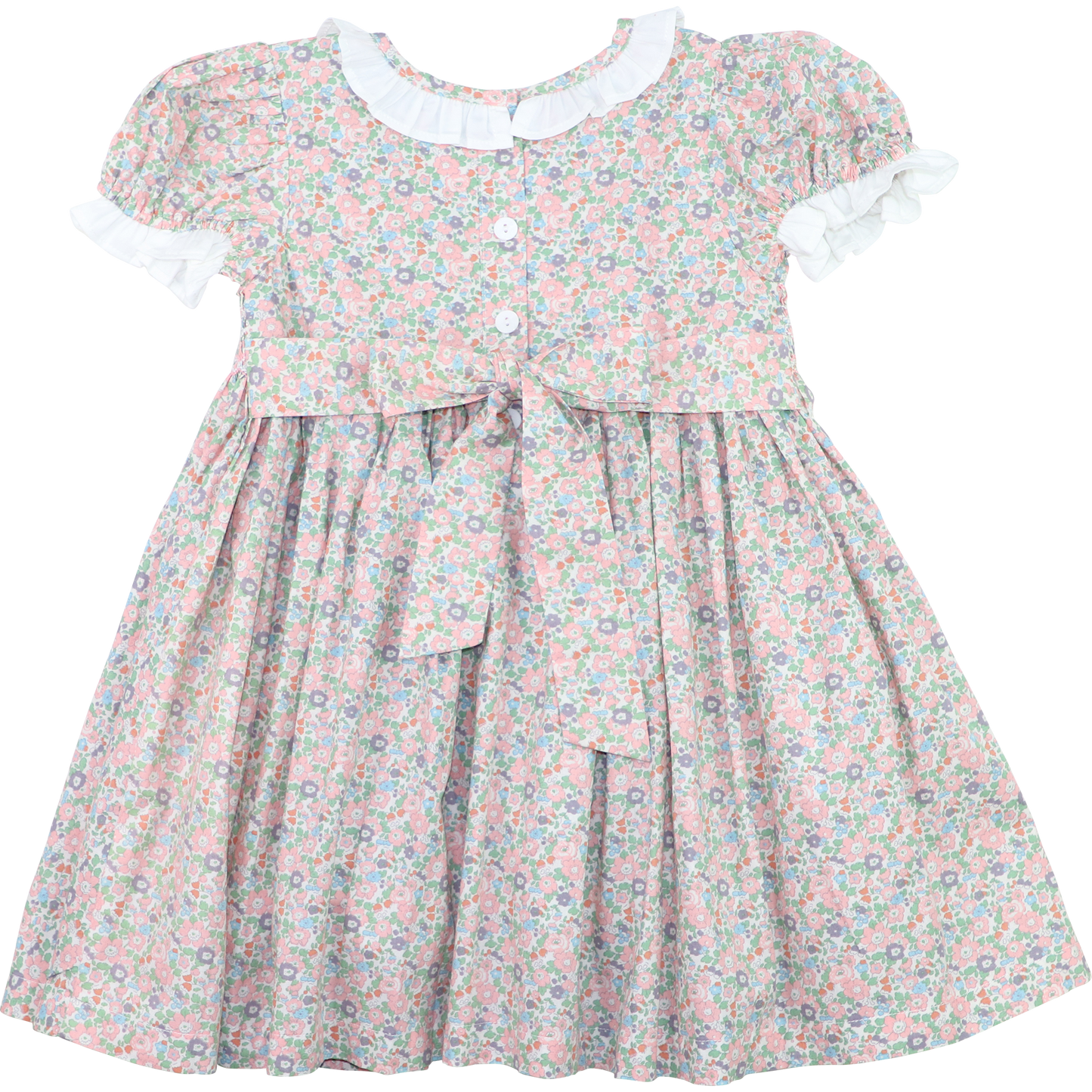 Smocked Rosette Floral Dress