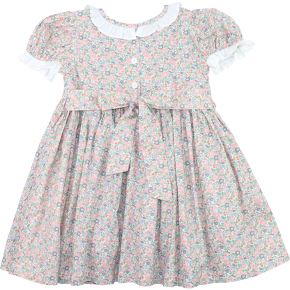 Smocked Rosette Floral Dress