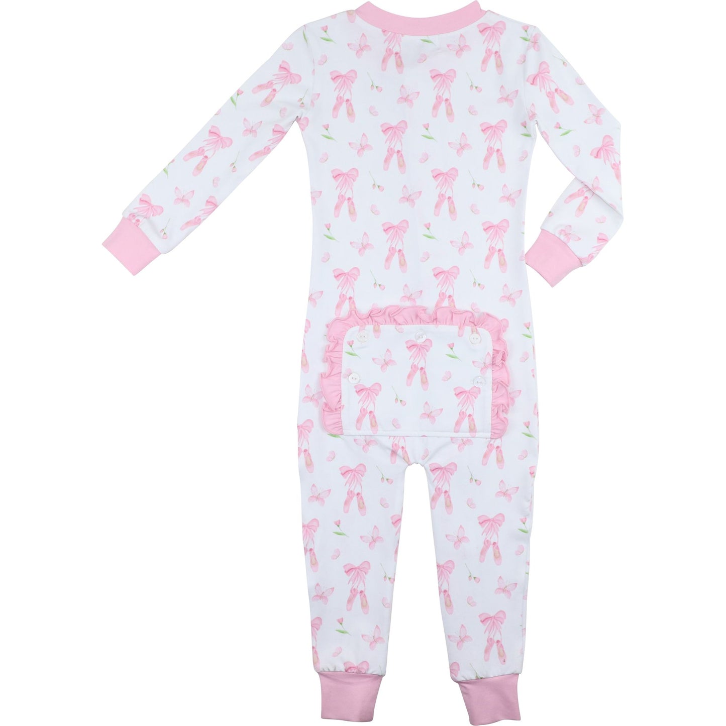 Pink Ballet Knit Zipper Pajamas