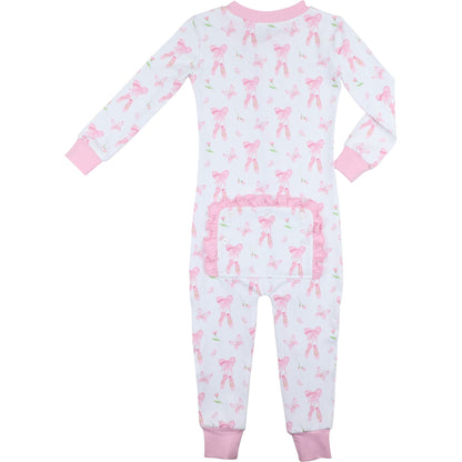 Pink Ballet Knit Zipper Pajamas