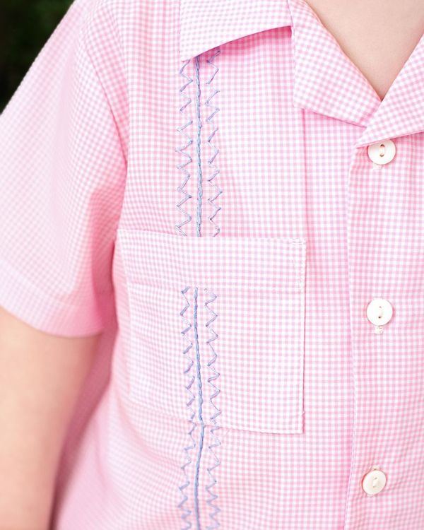 Pink And Blue Guayabera