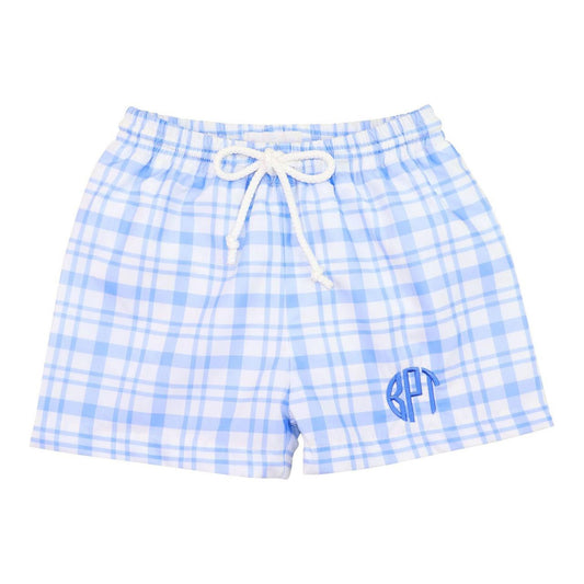 Blue Plaid Swim Trunk