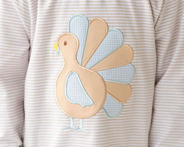 Khaki Stripe Applique Turkey Shirt