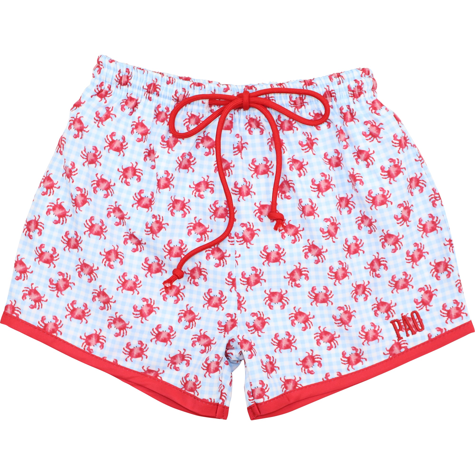 Blue And Red Check Crab Swim Trunks Cecil Lou