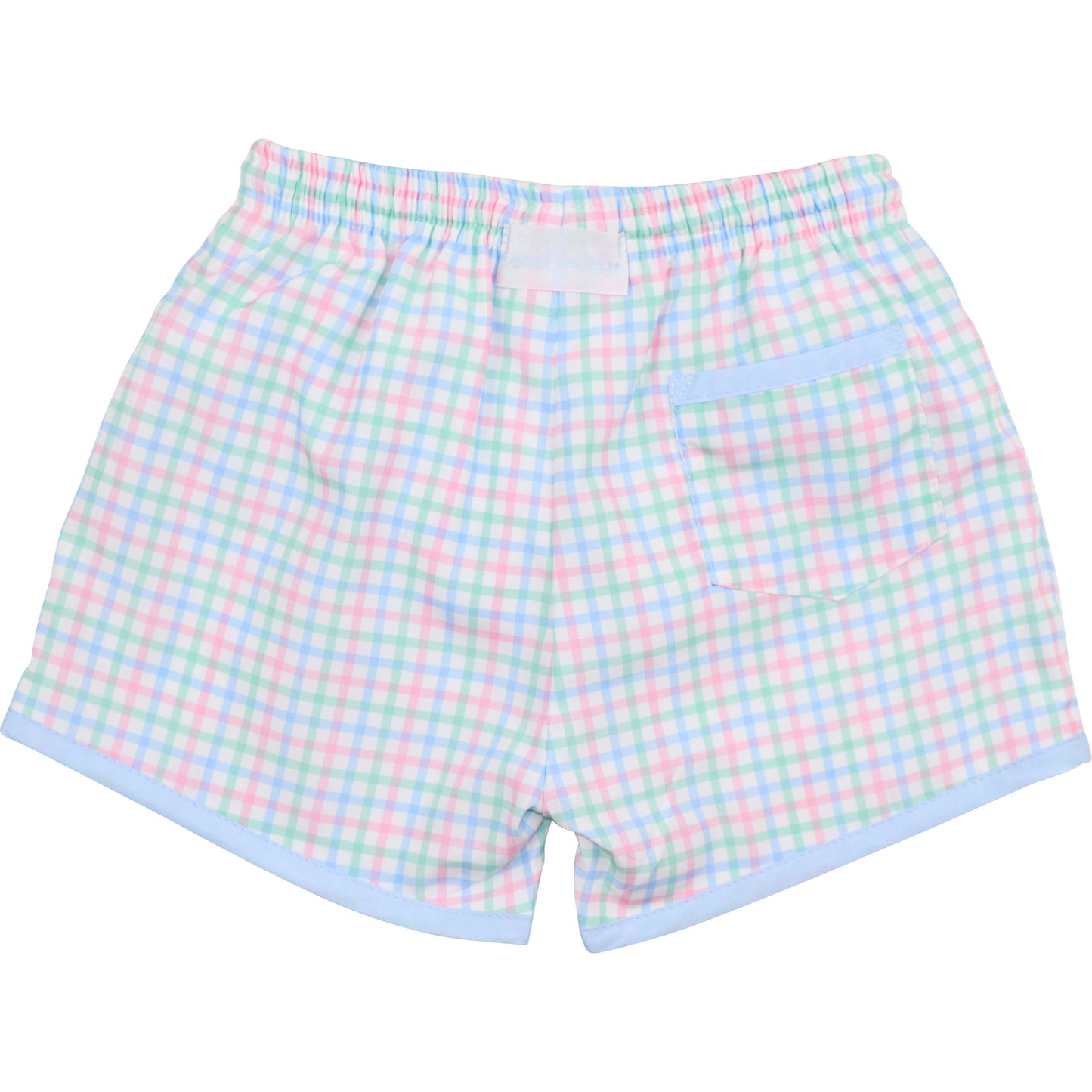 Blue, Pink And Green Swim Trunks