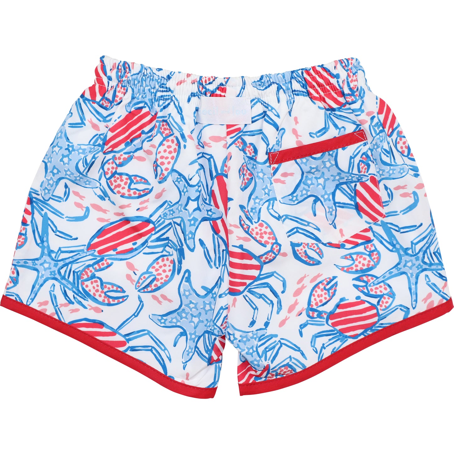 Red And Blue Ocean  Swim Trunks