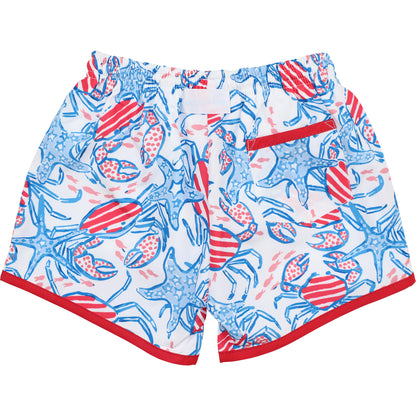 Red And Blue Ocean  Swim Trunks