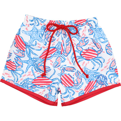 Red And Blue Ocean  Swim Trunks