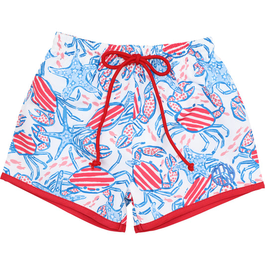 Red And Blue Ocean  Swim Trunks