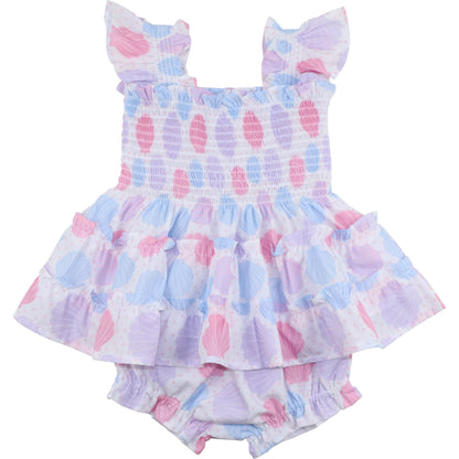 Seashell Print Smocked Diaper Set