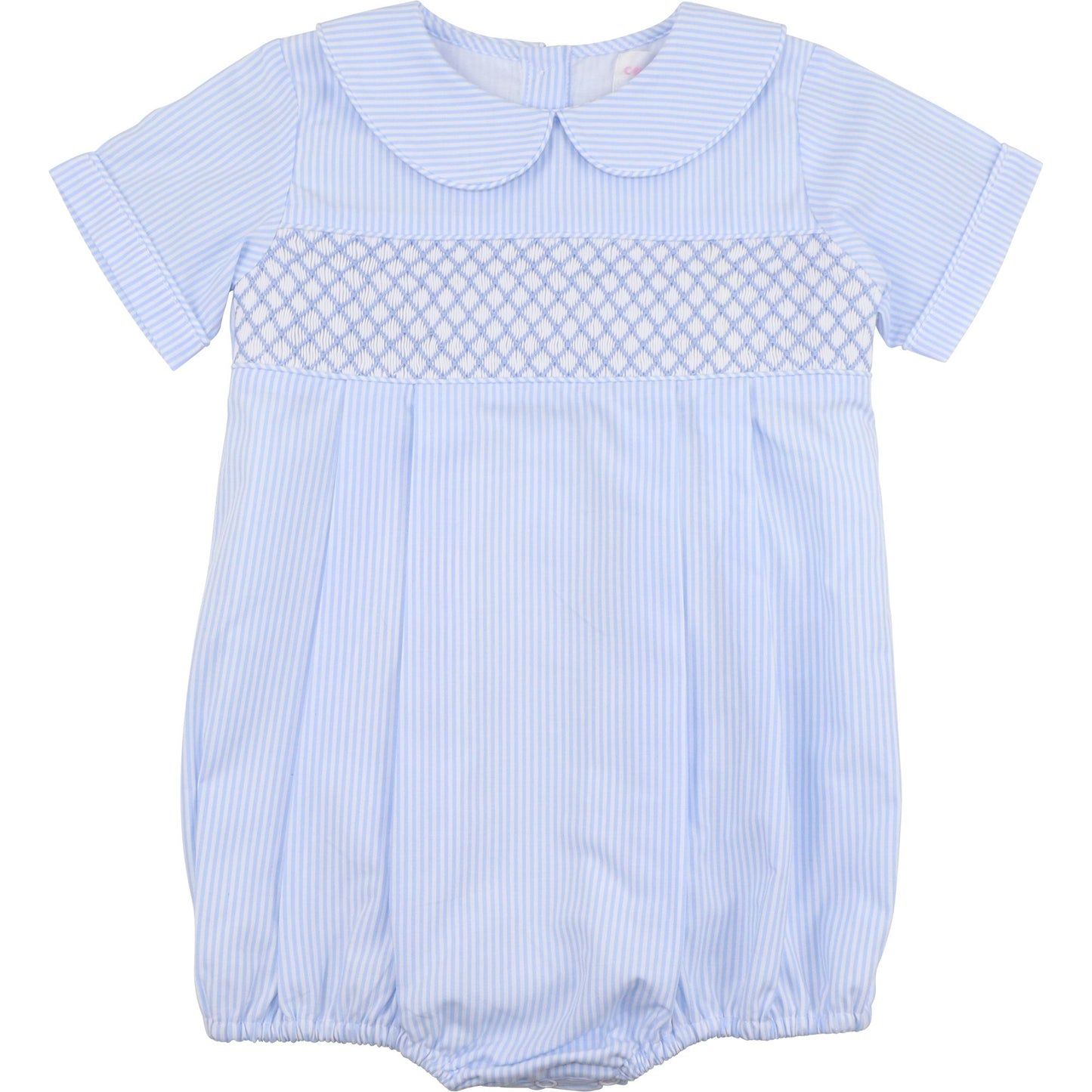 Blue Striped Smocked Bubble