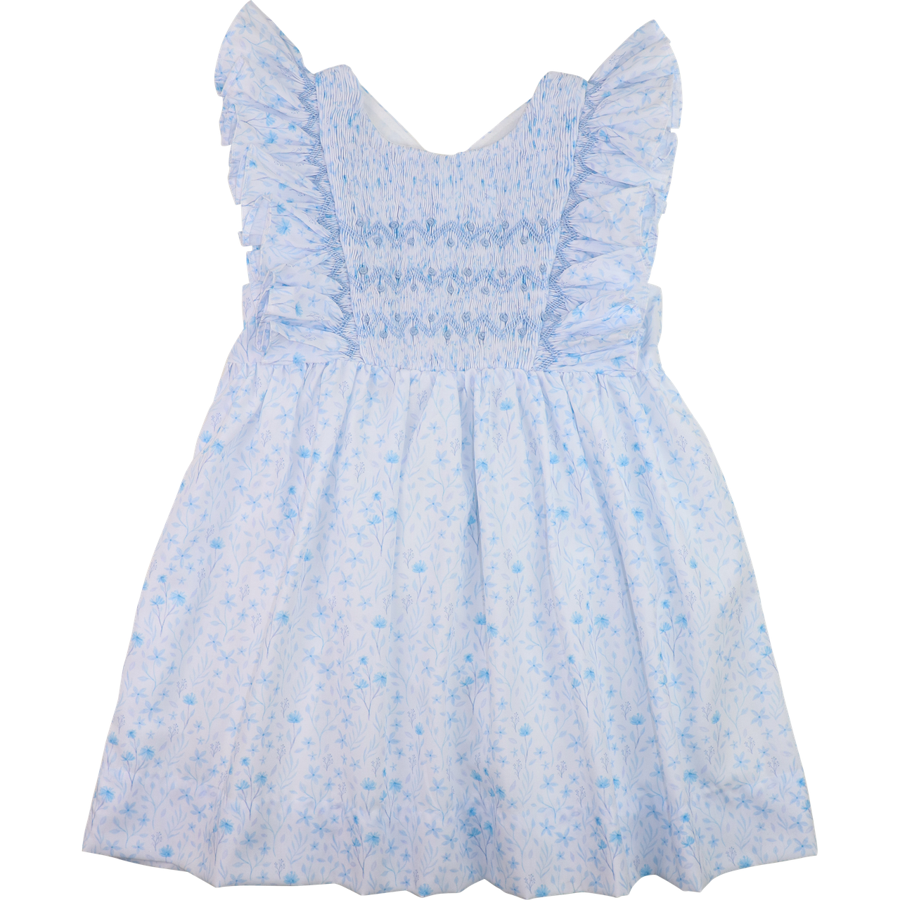 Blue Floral Smocked Dress