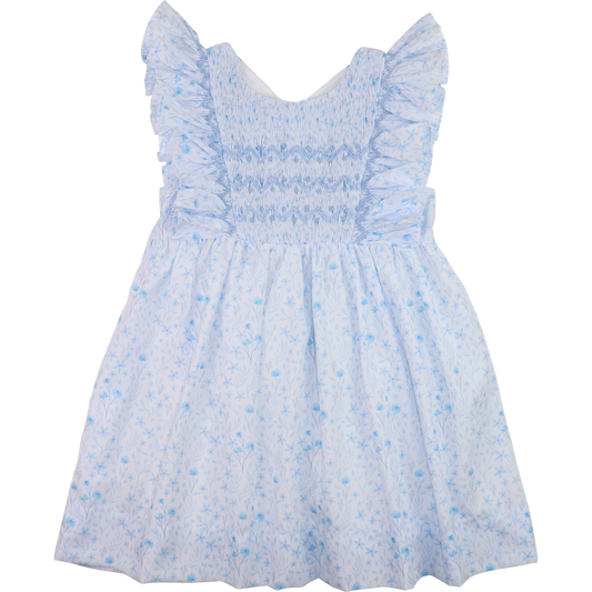 Blue Floral Smocked Dress