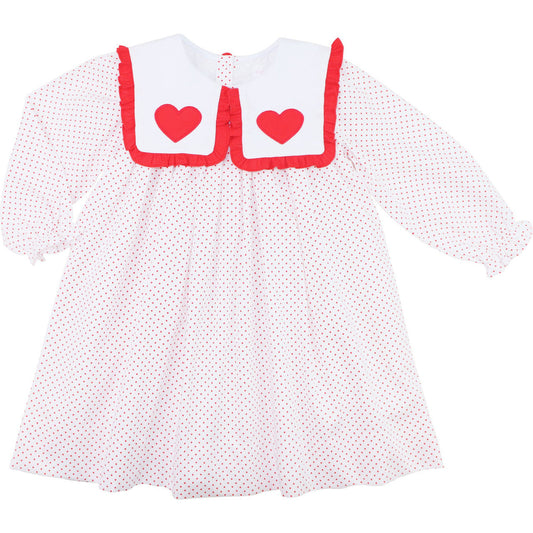 Red Dot Pique Applique Hearts Dress