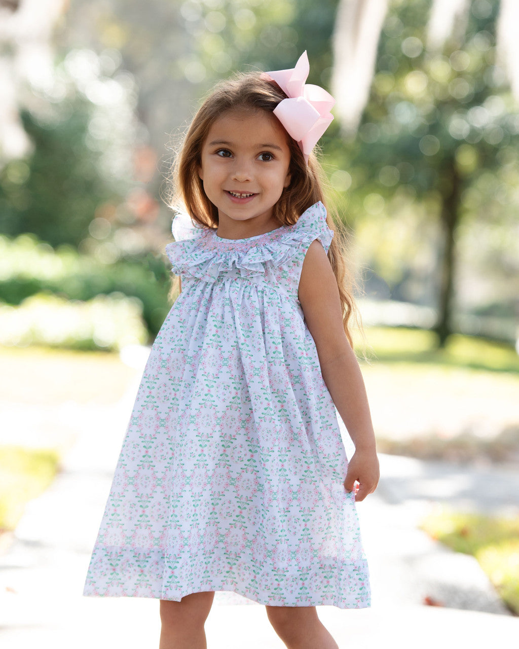 Green And Pink Smocked Easter Egg Dress