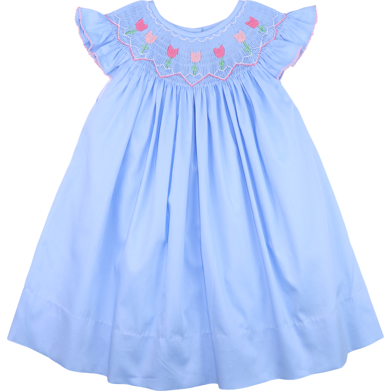 Blue Smocked Tulip Dress