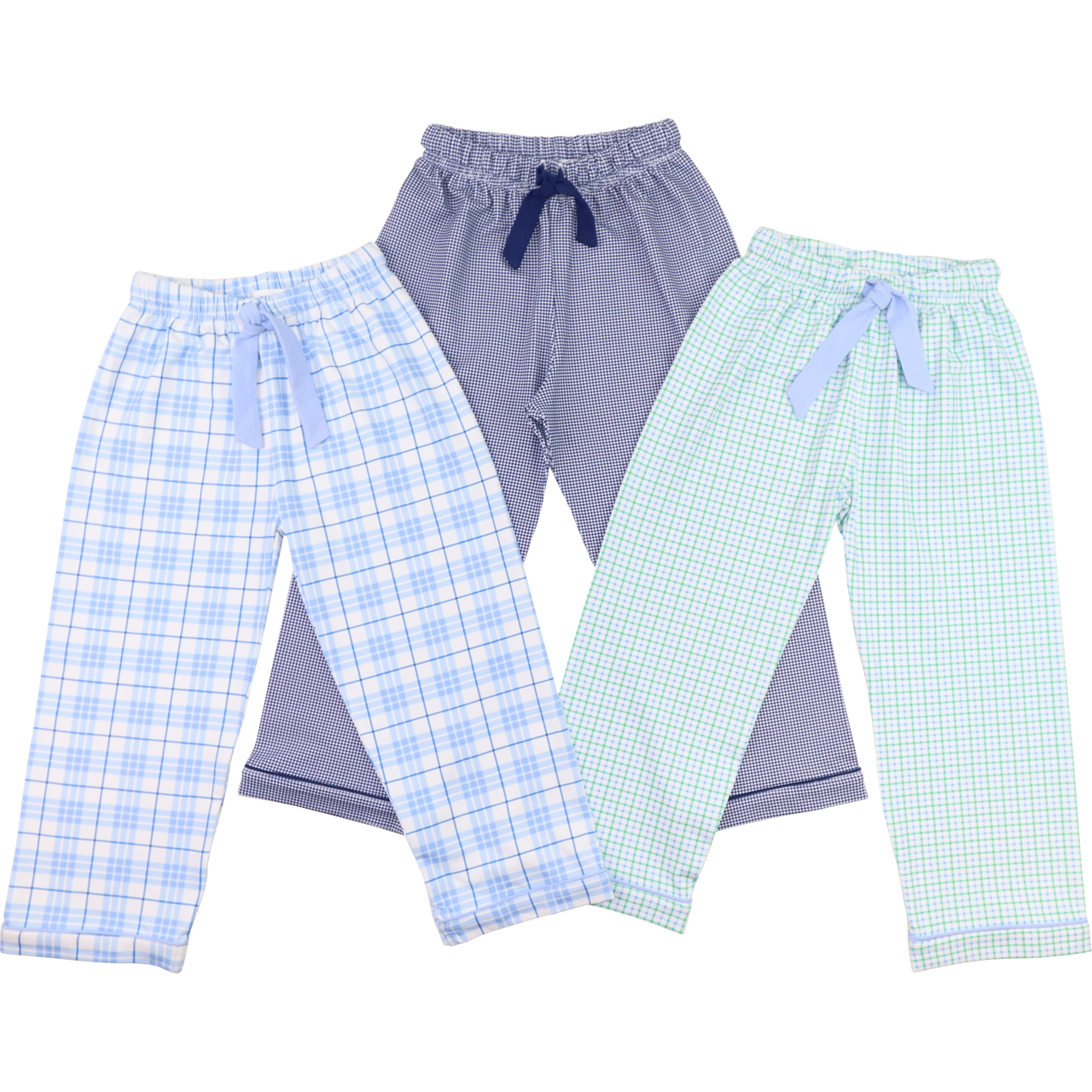 Blue And Green Windowpane Knit Pajama Pants