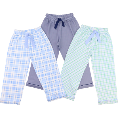 Blue And Green Windowpane Knit Pajama Pants