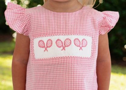 Pink Seersucker Smocked Short Set