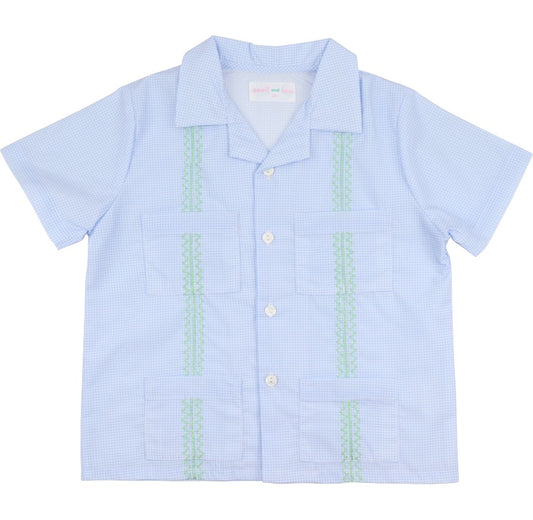 Blue And Green Guayabera