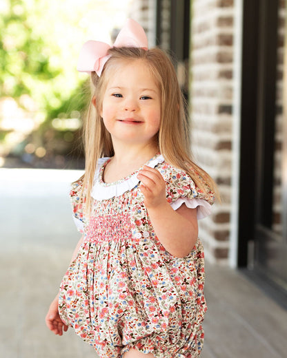 Pink Smocked Floral Bubble