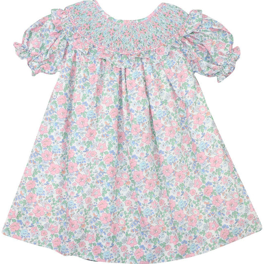 Pink And Blue Liberty Floral Smocked Dress