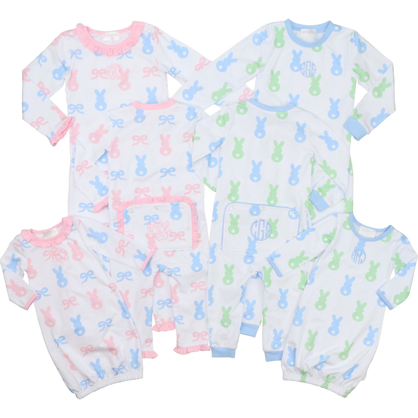 Blue And Pink Knit Bunny Pajamas