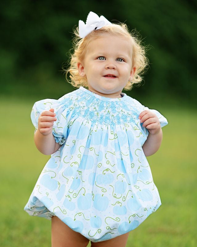 Blue And Green Smocked Pumpkin Bubble