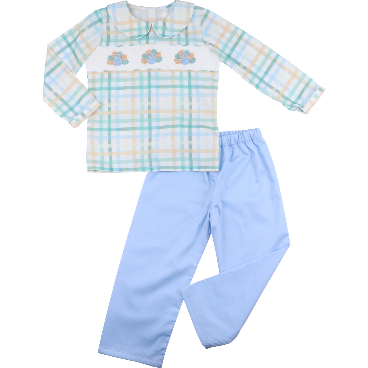 Plaid Smocked Turkey Pant Set