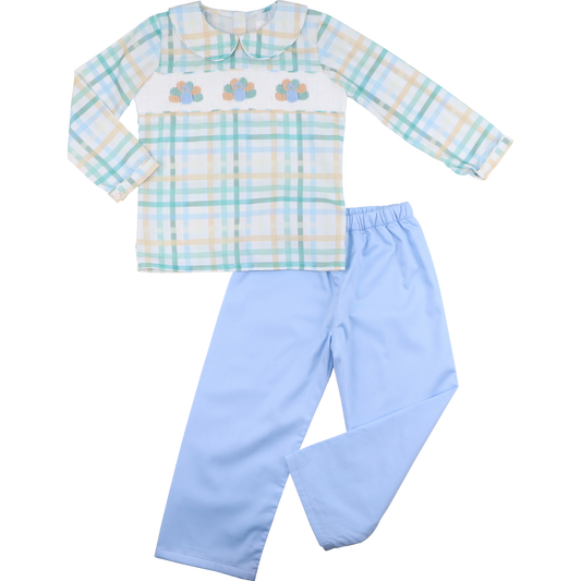 Plaid Smocked Turkey Pant Set