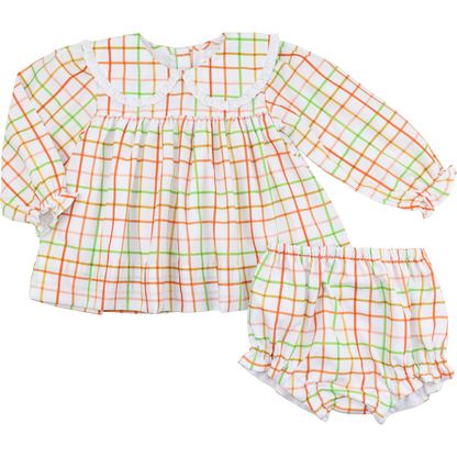 Fall Windowpane Diaper Set