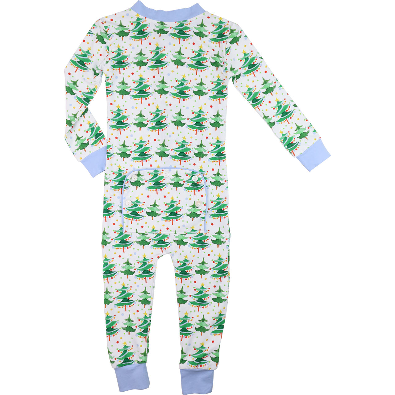 Blue And Green Knit Christmas Tree Zipper Pajamas