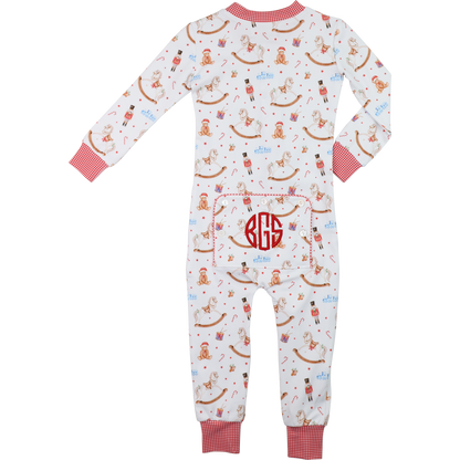 Red Rocking Horse And Nutcracker Knit Zipper Pajamas