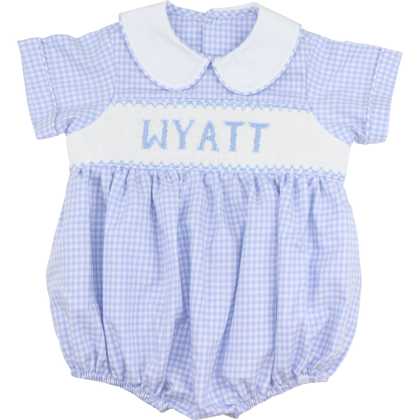 Blue Gingham Custom Smocked Bubble