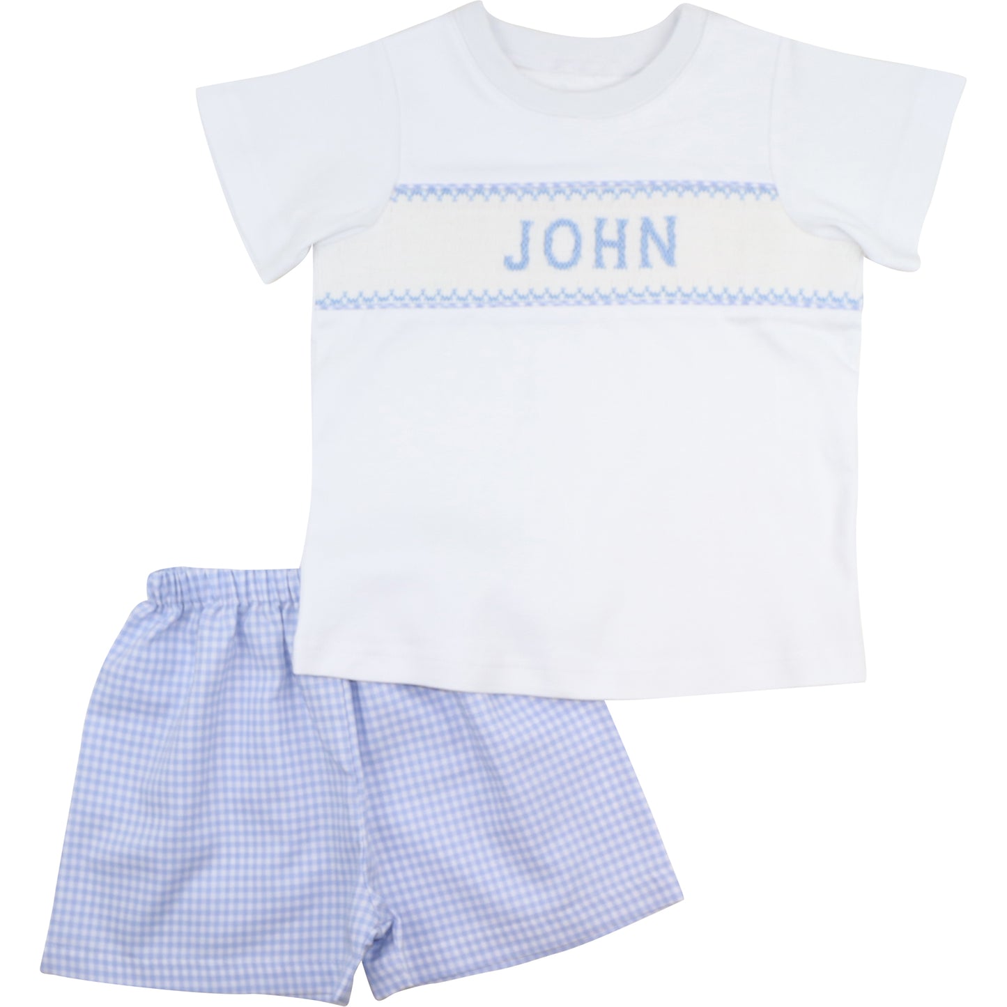 Blue Gingham Custom Smocked Short Set