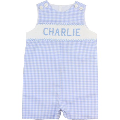 Blue Gingham Custom Smocked Jon Jon