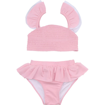 Pink Ruched Lycra Bikini