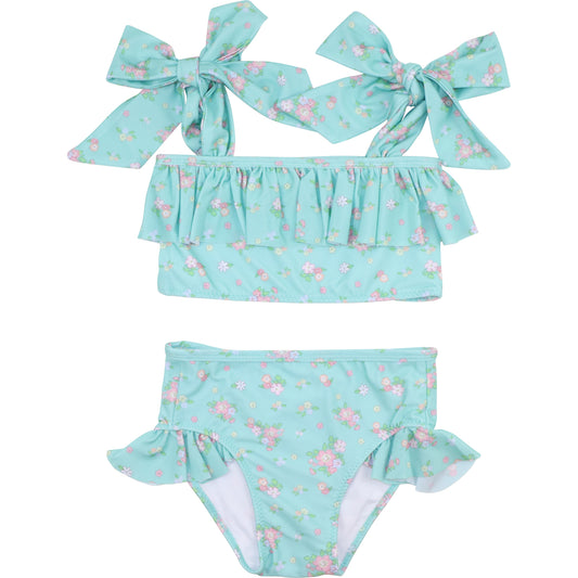 Mint Floral Bouquet Lycra Bikini