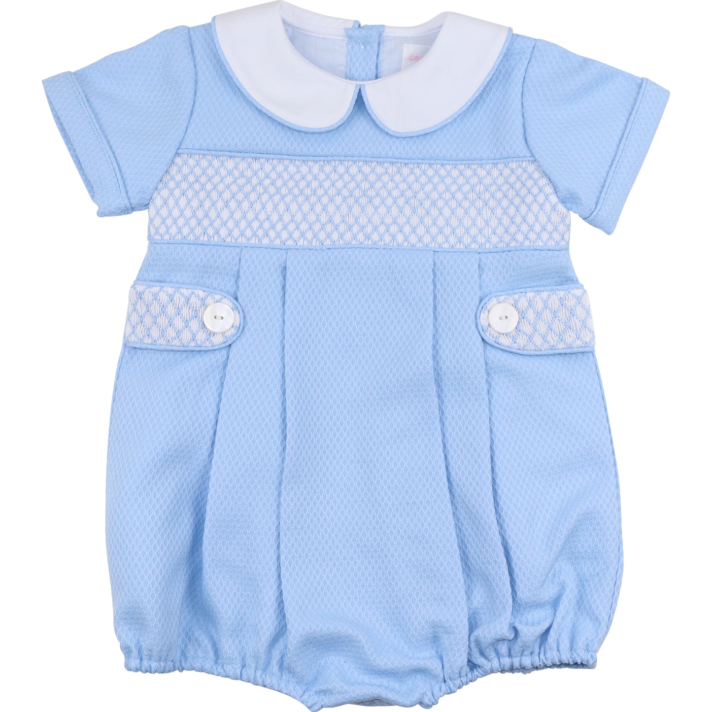 Blue Honeycomb Smocked Tab Bubble