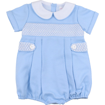 Blue Honeycomb Smocked Tab Bubble